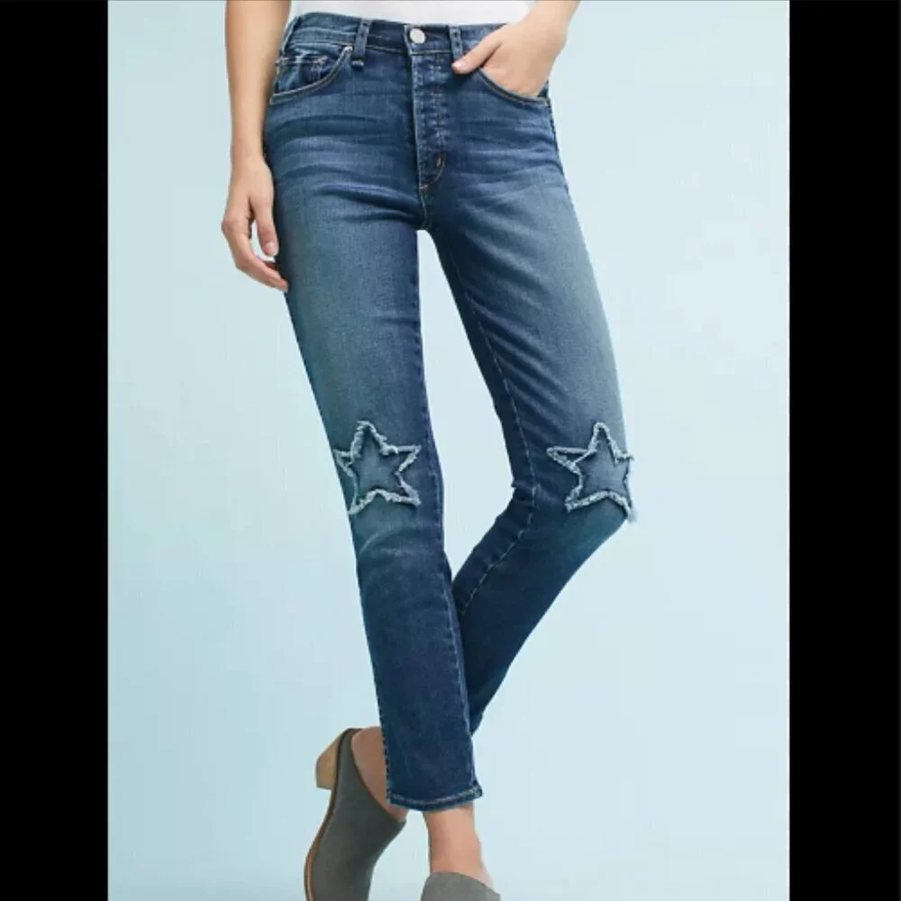 McGuire Anthropologie Vintage Stars Mid-Rise Cropped Jeans Size 25 Women's